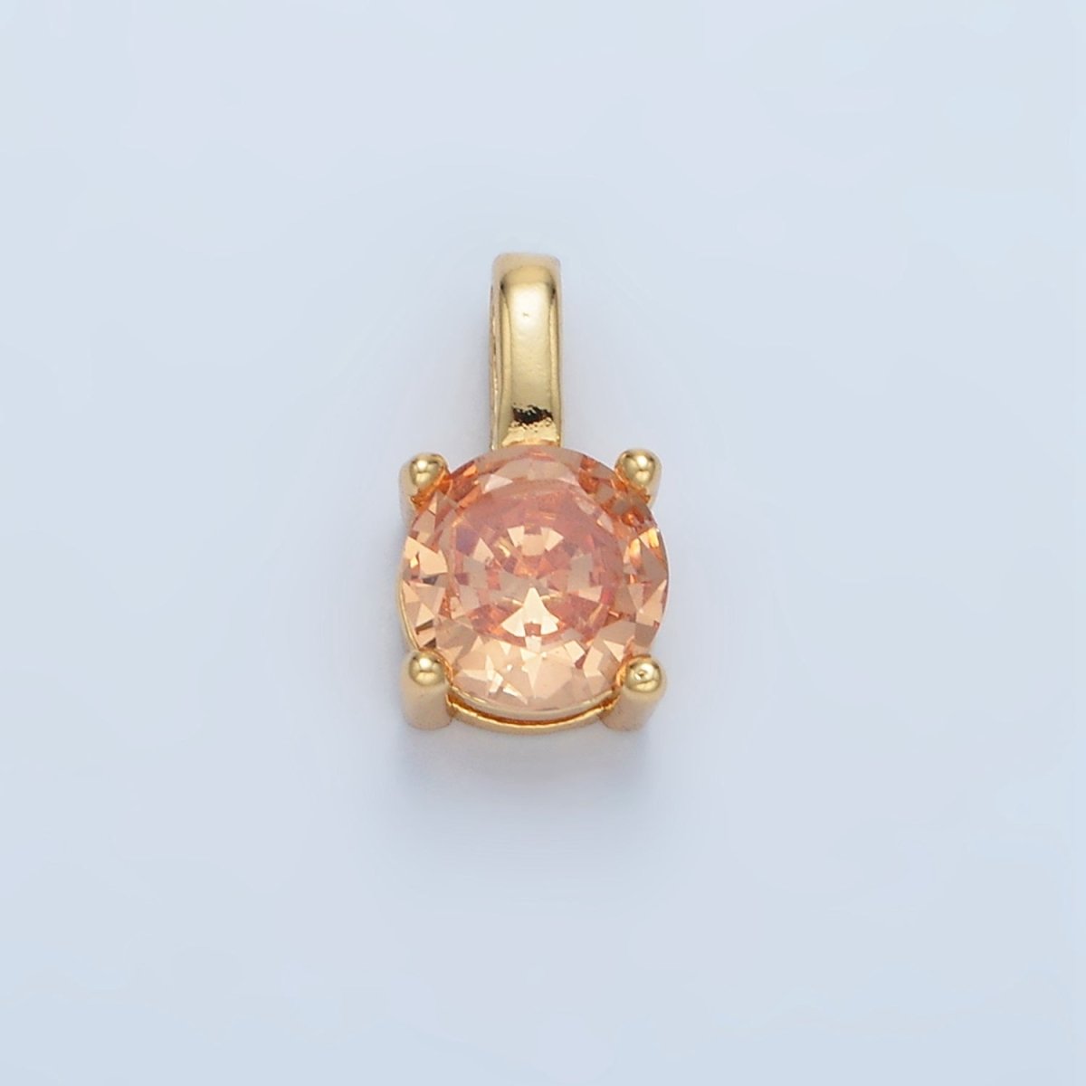 24K Gold Filled 11mm Round CZ Personalized Pendant in Gold & Silver | AA907 - AA922 - DLUXCA