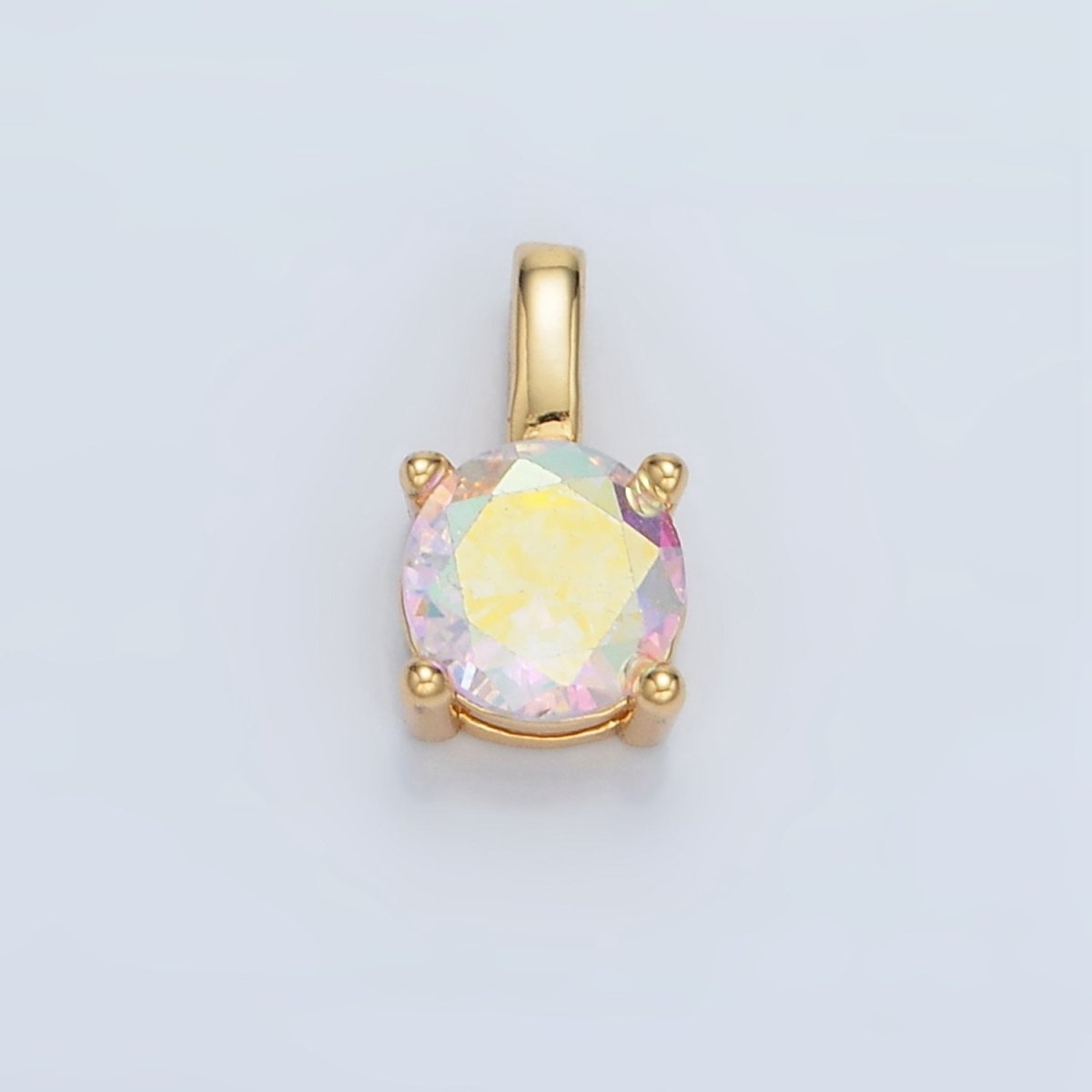 24K Gold Filled 11mm Round CZ Personalized Pendant in Gold & Silver | AA907 - AA922 - DLUXCA