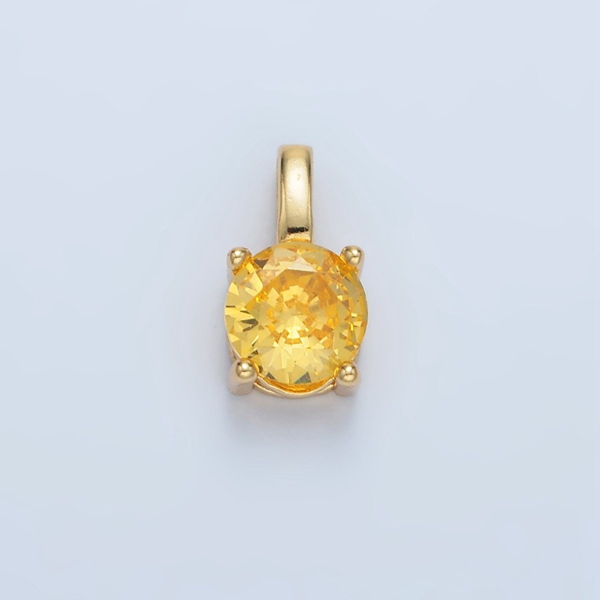 24K Gold Filled 11mm Round CZ Personalized Pendant in Gold & Silver | AA907 - AA922 - DLUXCA