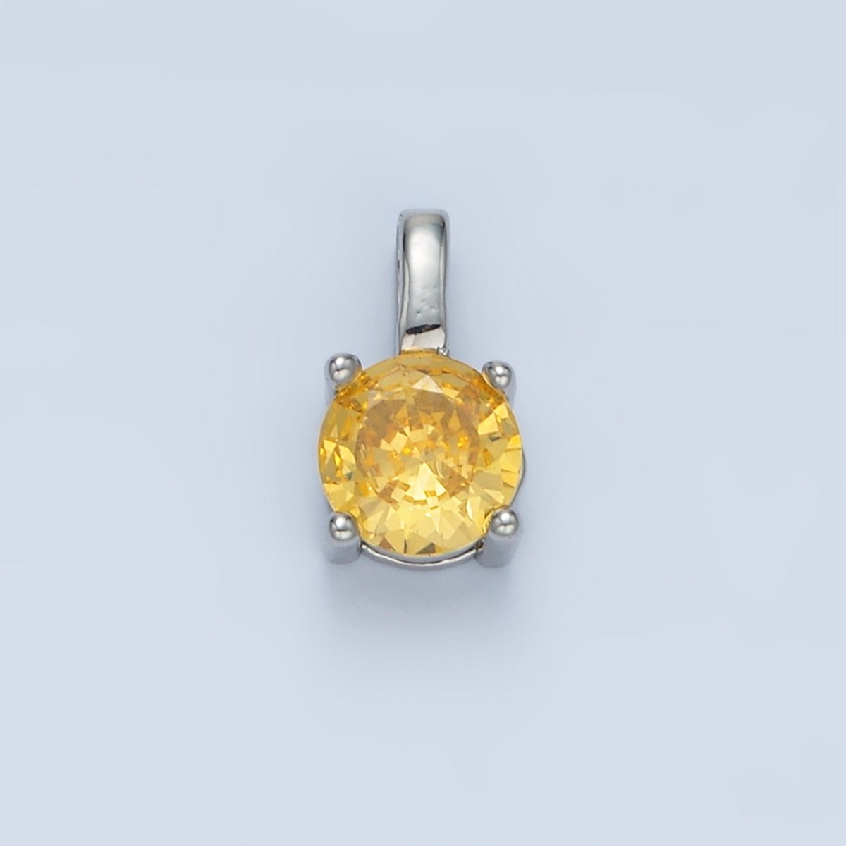 24K Gold Filled 11mm Round CZ Personalized Pendant in Gold & Silver | AA907 - AA922 - DLUXCA