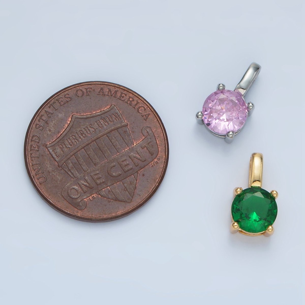 24K Gold Filled 11mm Round CZ Personalized Pendant in Gold & Silver | AA907 - AA922 - DLUXCA