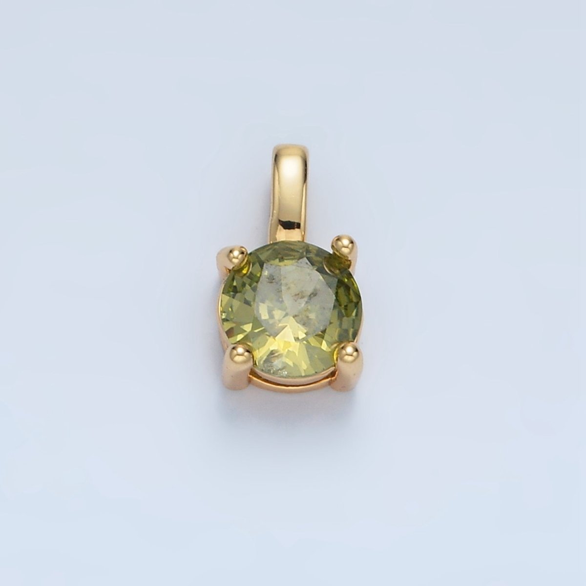 24K Gold Filled 11mm Round CZ Personalized Pendant in Gold & Silver | AA907 - AA922 - DLUXCA