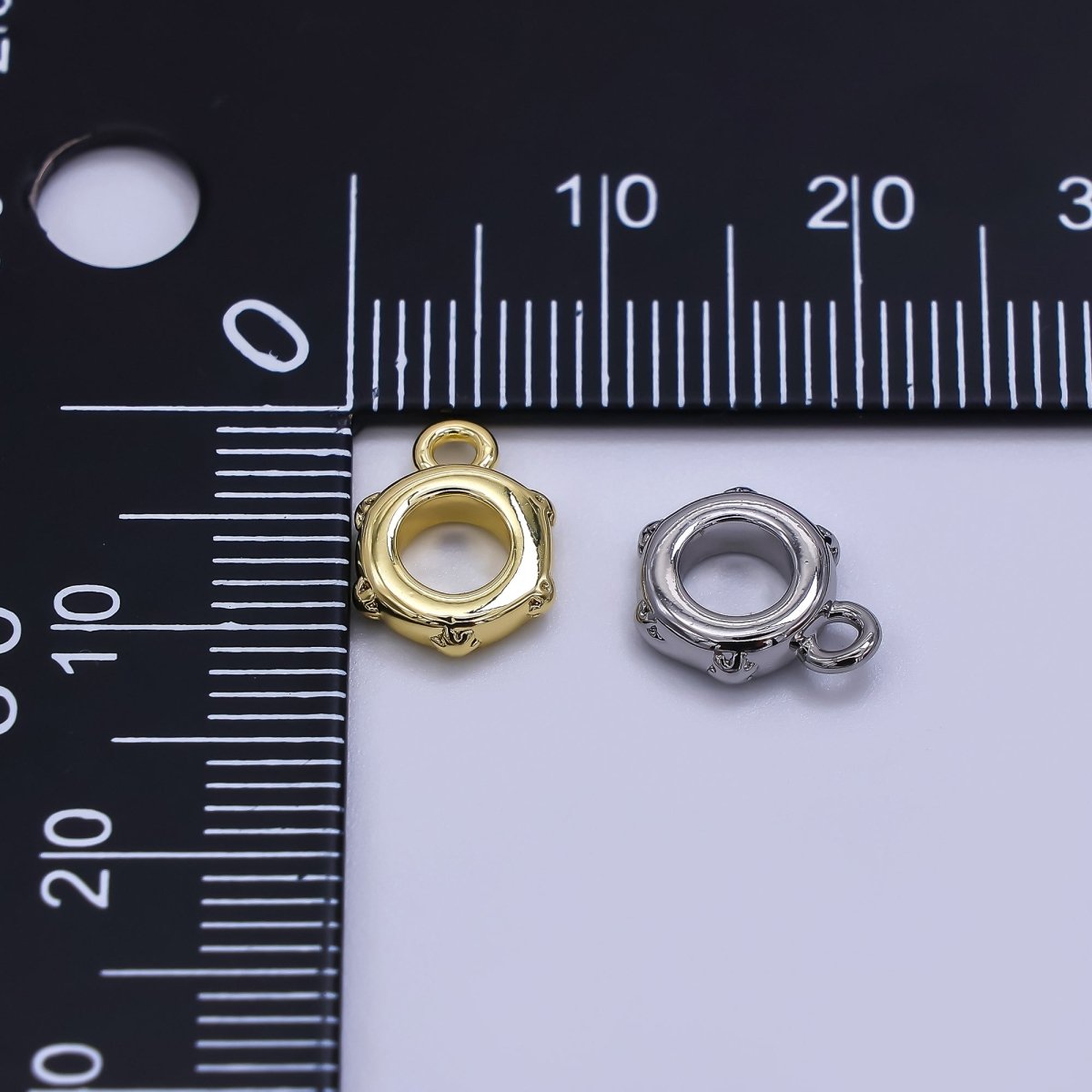 24K Gold Filled 11mm Round Melted Flower Edges Bail Pendant Charm Holder in Gold & Silver | Z - 1298 - DLUXCA