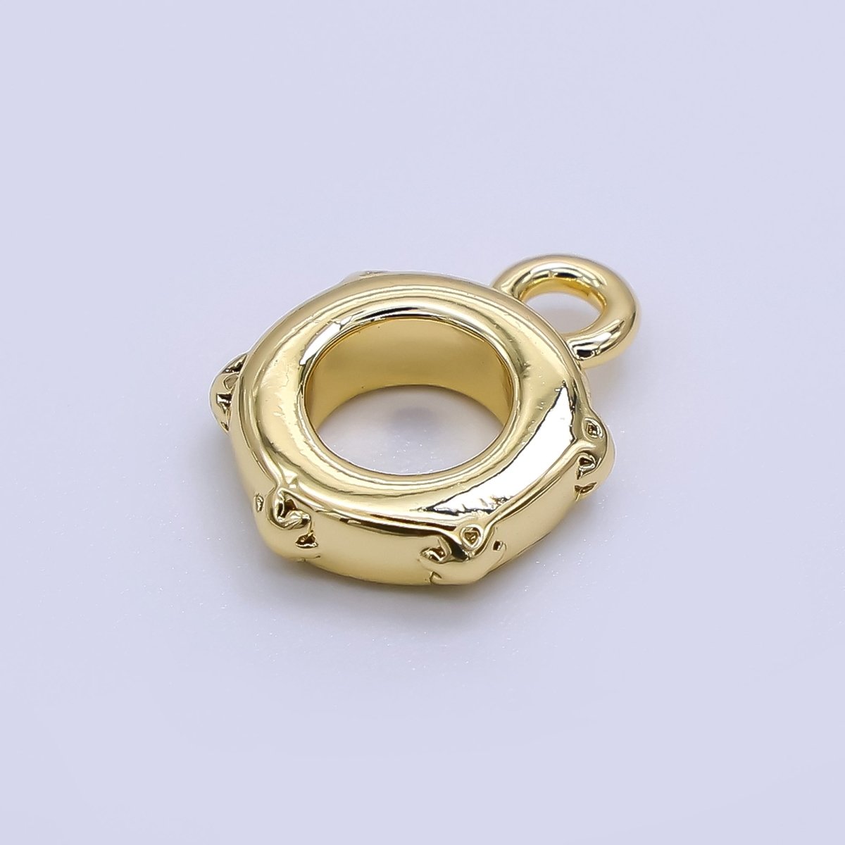 24K Gold Filled 11mm Round Melted Flower Edges Bail Pendant Charm Holder in Gold & Silver | Z - 1298 - DLUXCA