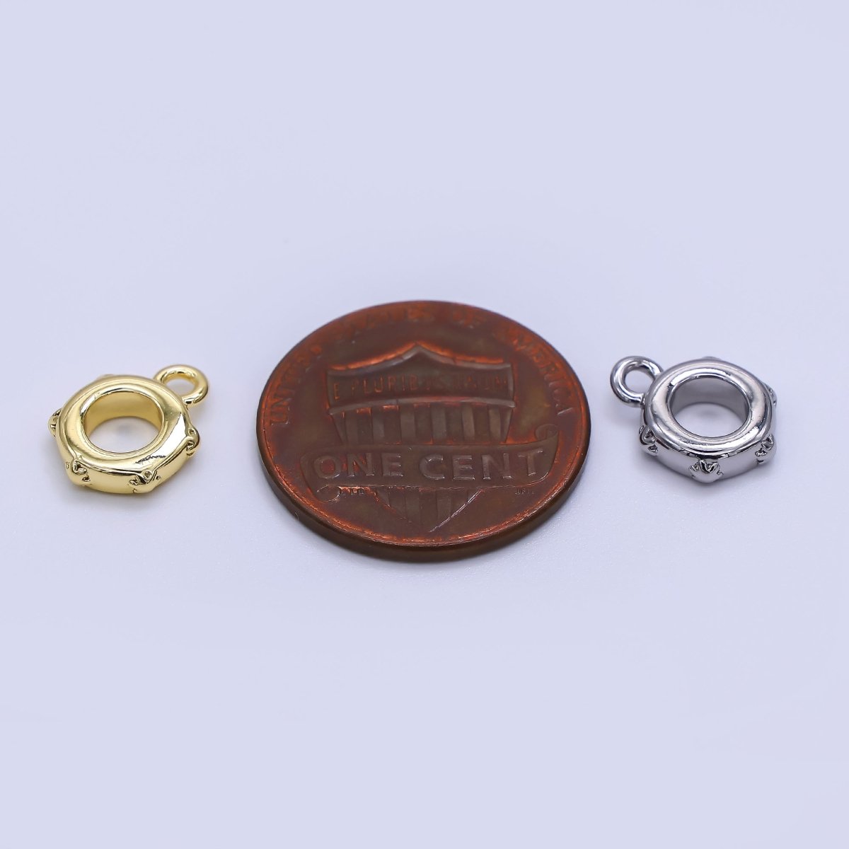 24K Gold Filled 11mm Round Melted Flower Edges Bail Pendant Charm Holder in Gold & Silver | Z - 1298 - DLUXCA