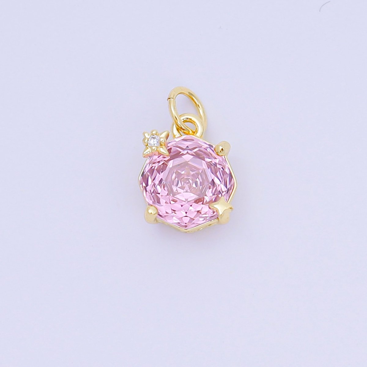 24K Gold Filled 11mm Round Multicolor CZ Blooming Rose Flower Charm | M - 102 - M - 106, M - 197 M - 212 - DLUXCA