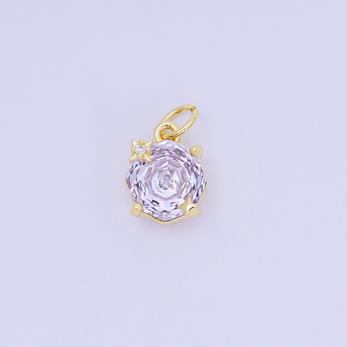24K Gold Filled 11mm Round Multicolor CZ Blooming Rose Flower Charm | M - 102 - M - 106, M - 197 M - 212 - DLUXCA