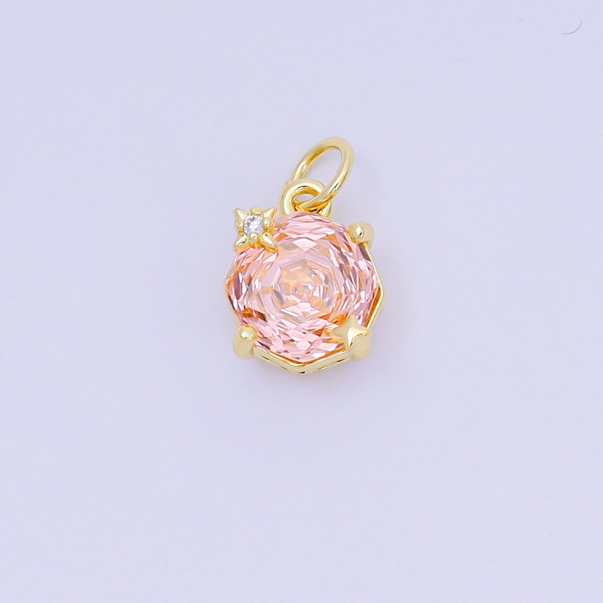 24K Gold Filled 11mm Round Multicolor CZ Blooming Rose Flower Charm | M - 102 - M - 106, M - 197 M - 212 - DLUXCA