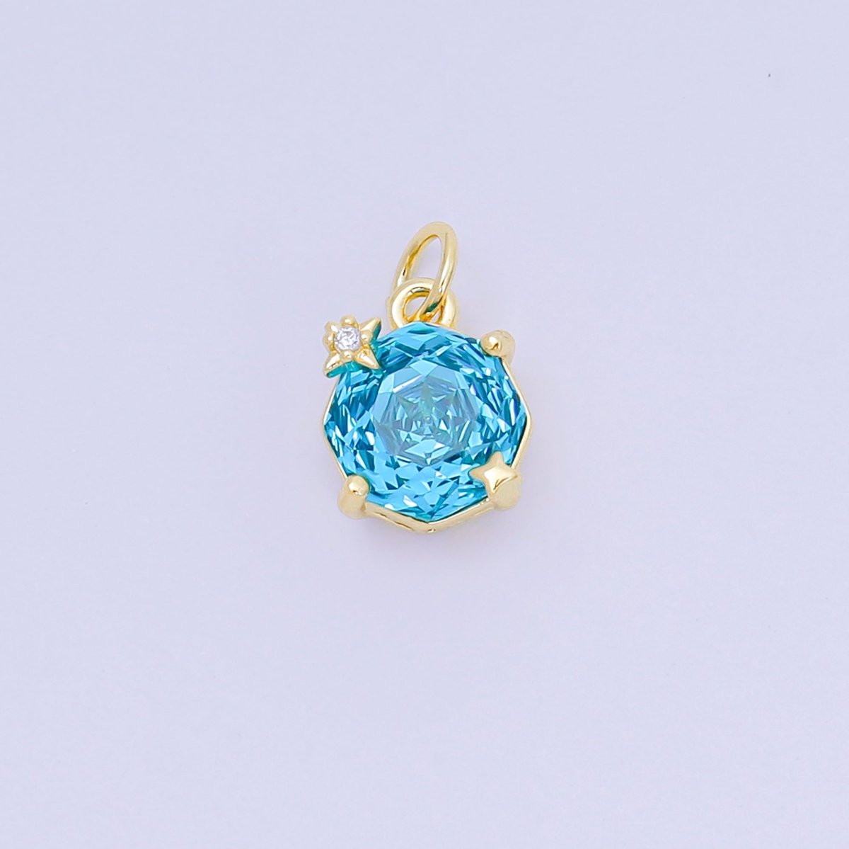 24K Gold Filled 11mm Round Multicolor CZ Blooming Rose Flower Charm | M - 102 - M - 106, M - 197 M - 212 - DLUXCA