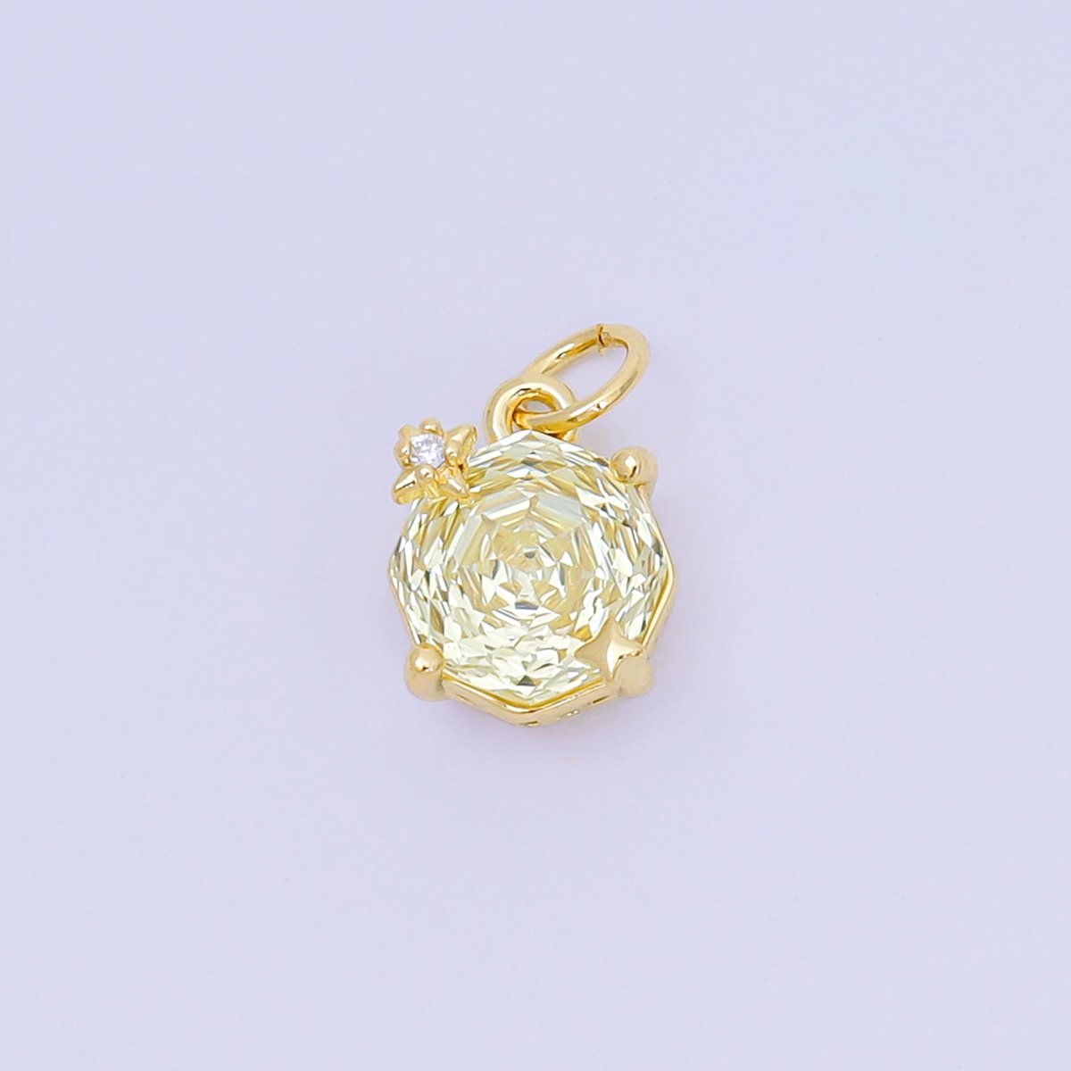 24K Gold Filled 11mm Round Multicolor CZ Blooming Rose Flower Charm | M - 102 - M - 106, M - 197 M - 212 - DLUXCA