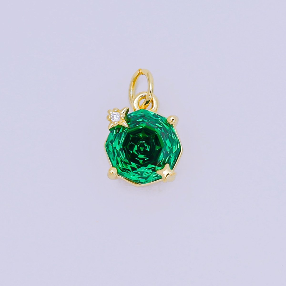 24K Gold Filled 11mm Round Multicolor CZ Blooming Rose Flower Charm | M - 102 - M - 106, M - 197 M - 212 - DLUXCA