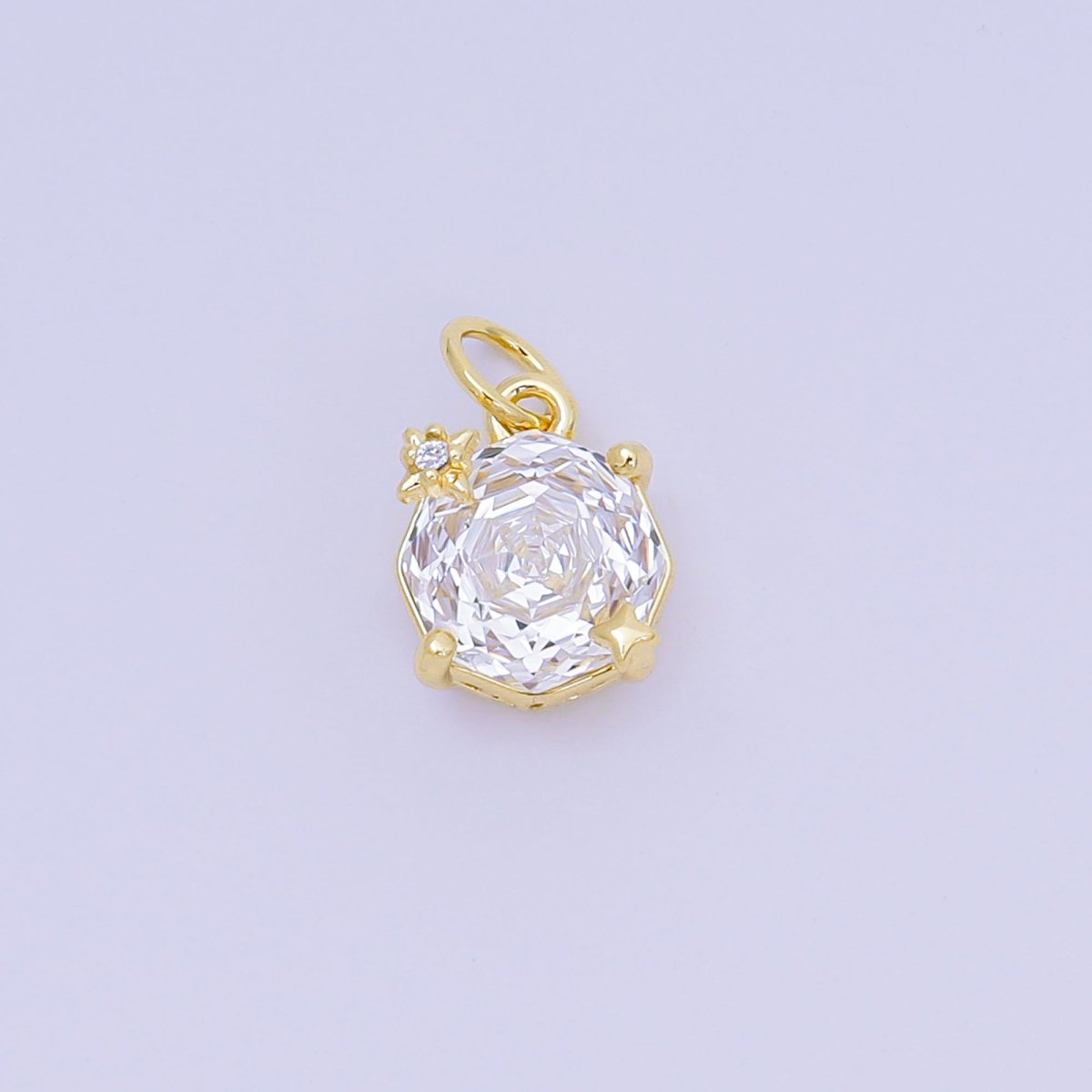 24K Gold Filled 11mm Round Multicolor CZ Blooming Rose Flower Charm | M - 102 - M - 106, M - 197 M - 212 - DLUXCA