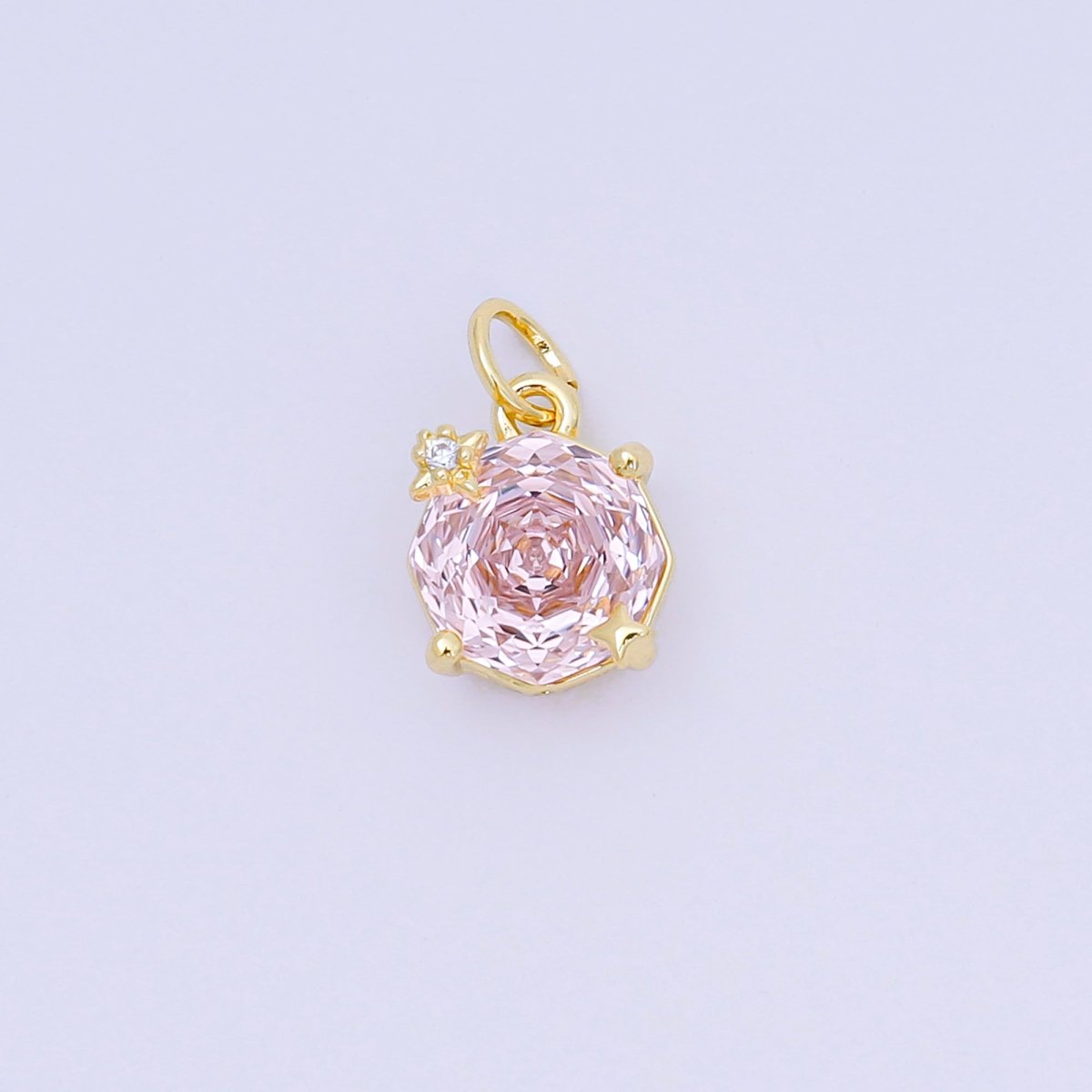 24K Gold Filled 11mm Round Multicolor CZ Blooming Rose Flower Charm | M - 102 - M - 106, M - 197 M - 212 - DLUXCA