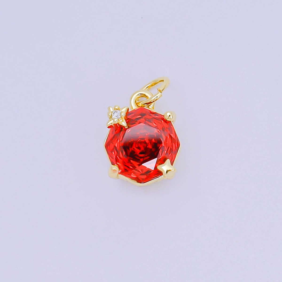 24K Gold Filled 11mm Round Multicolor CZ Blooming Rose Flower Charm | M - 102 - M - 106, M - 197 M - 212 - DLUXCA