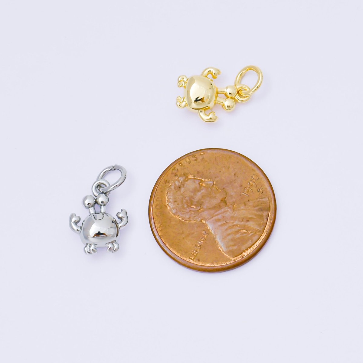 24K Gold Filled 11mm Sea Crab 3D Multidimensional Charm in Gold & Silver | AF1256 - DLUXCA