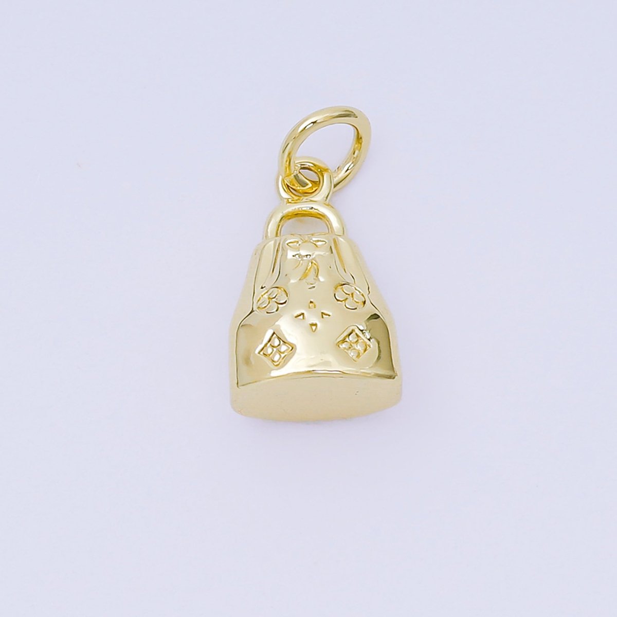 24K Gold Filled 12.5mm Blossom Bucket Handy Bag Charm in Gold & Silver | AH - 610 - DLUXCA
