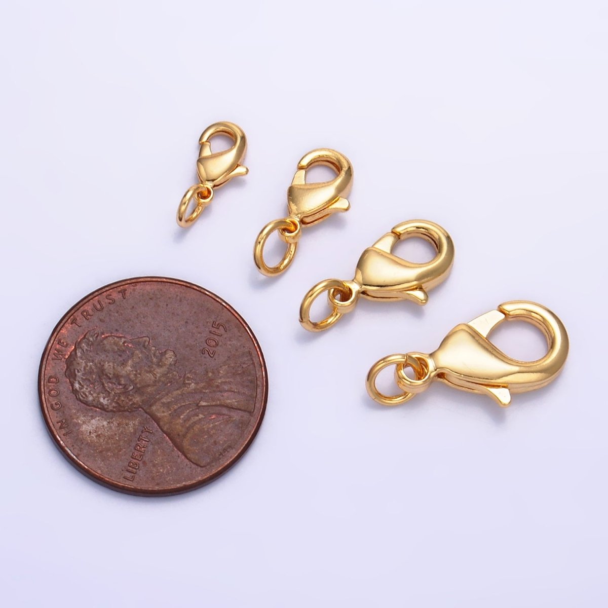 24K Gold Filled 12mm, 10mm, 15mm, 8mm Lobster Claw Clasps Closure Findings | Z1068 - Z1071 - DLUXCA