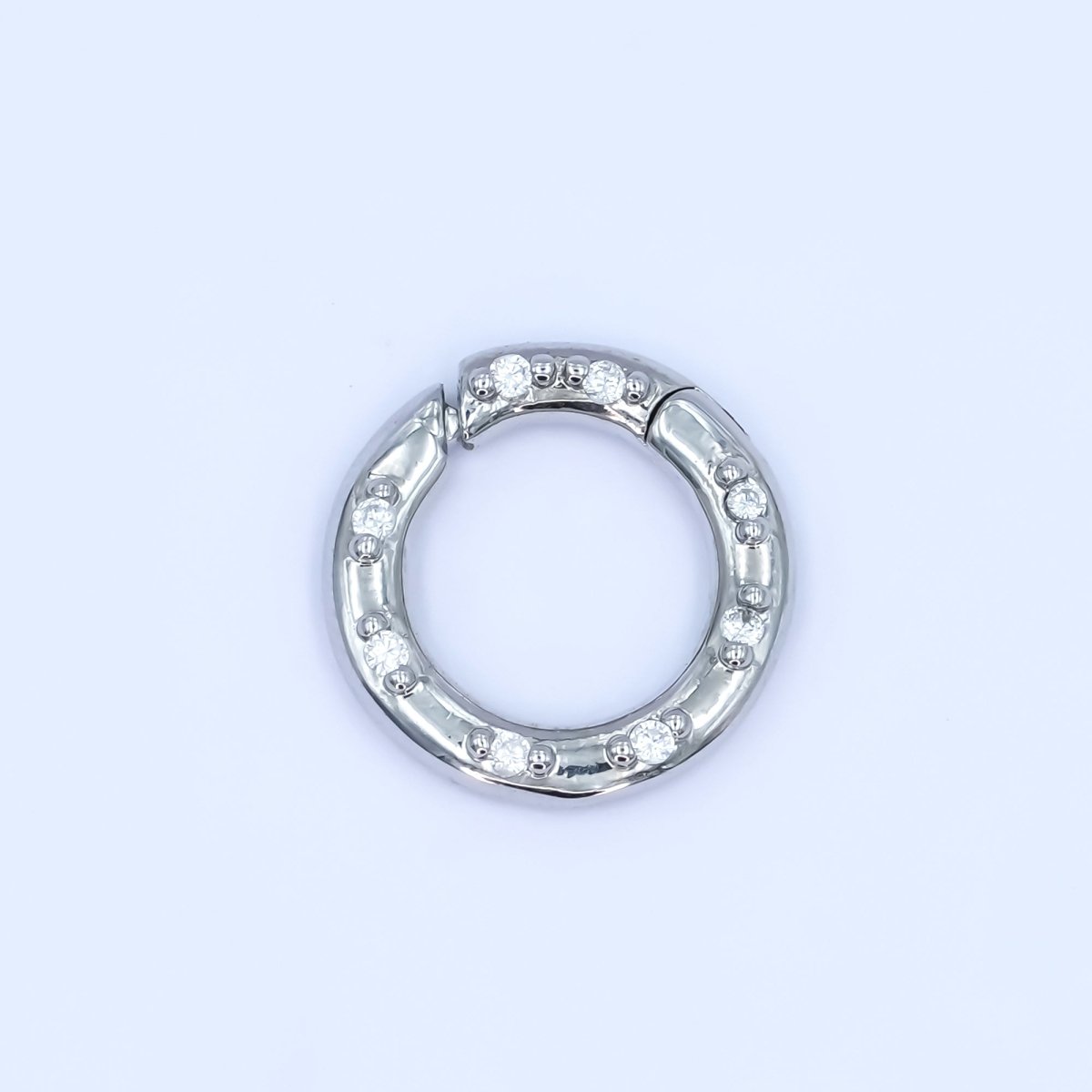 24K Gold Filled 12mm, 14mm, 16mm Clear CZ Dotted Round Pull Gate Findings in Gold & Silver | Z1051 - Z1053 - DLUXCA