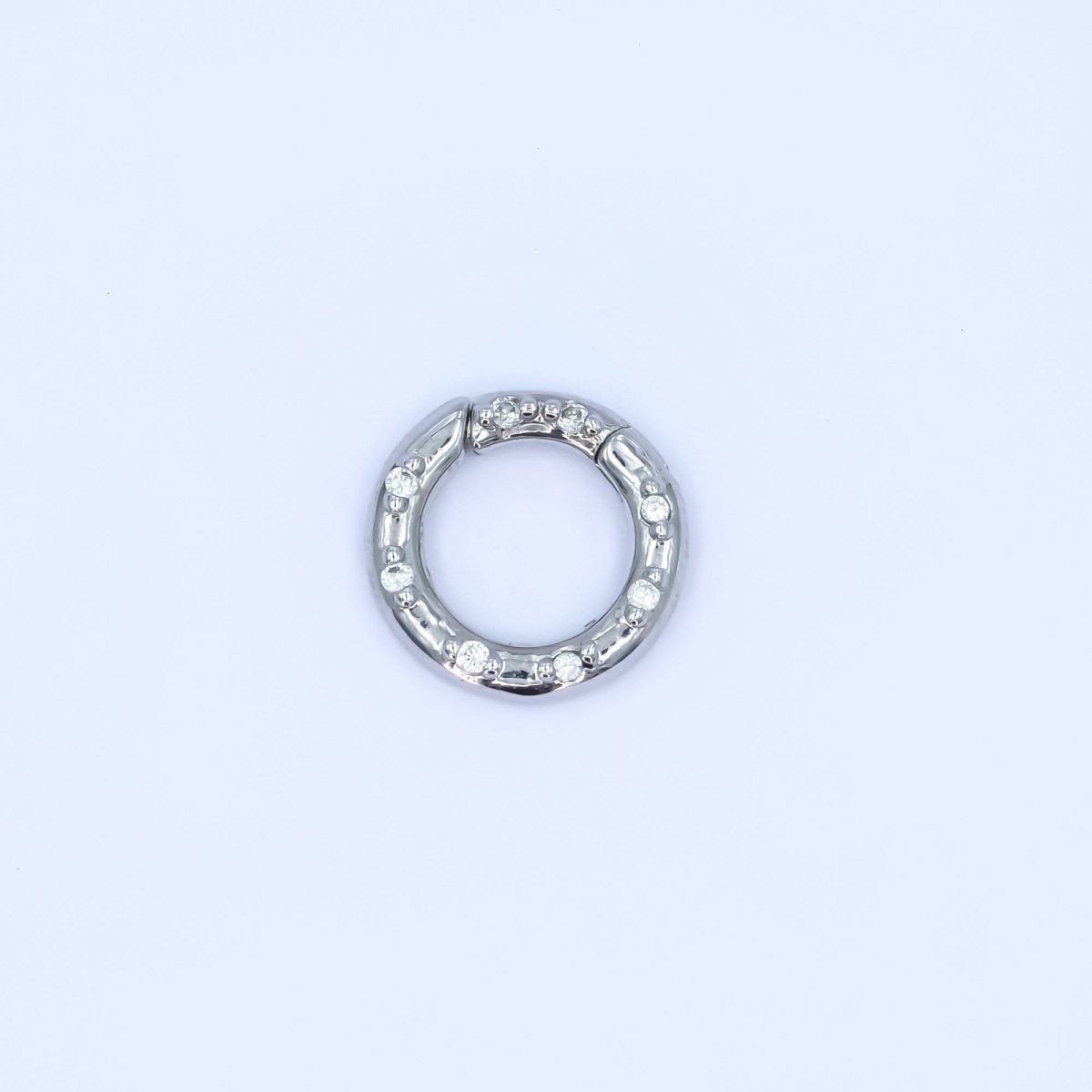 24K Gold Filled 12mm, 14mm, 16mm Clear CZ Dotted Round Pull Gate Findings in Gold & Silver | Z1051 - Z1053 - DLUXCA