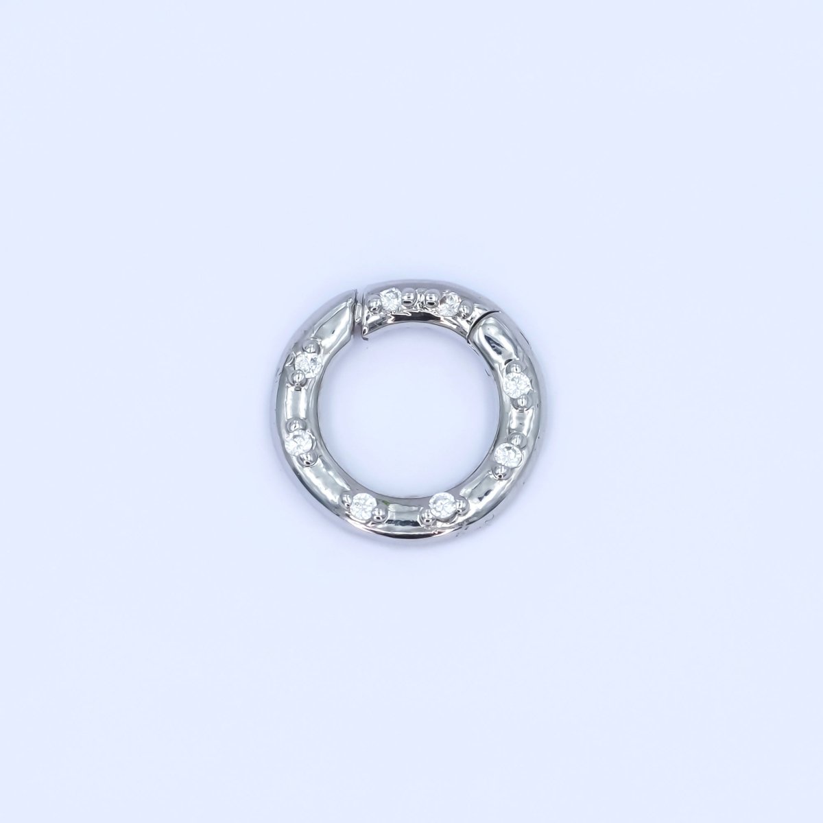 24K Gold Filled 12mm, 14mm, 16mm Clear CZ Dotted Round Pull Gate Findings in Gold & Silver | Z1051 - Z1053 - DLUXCA