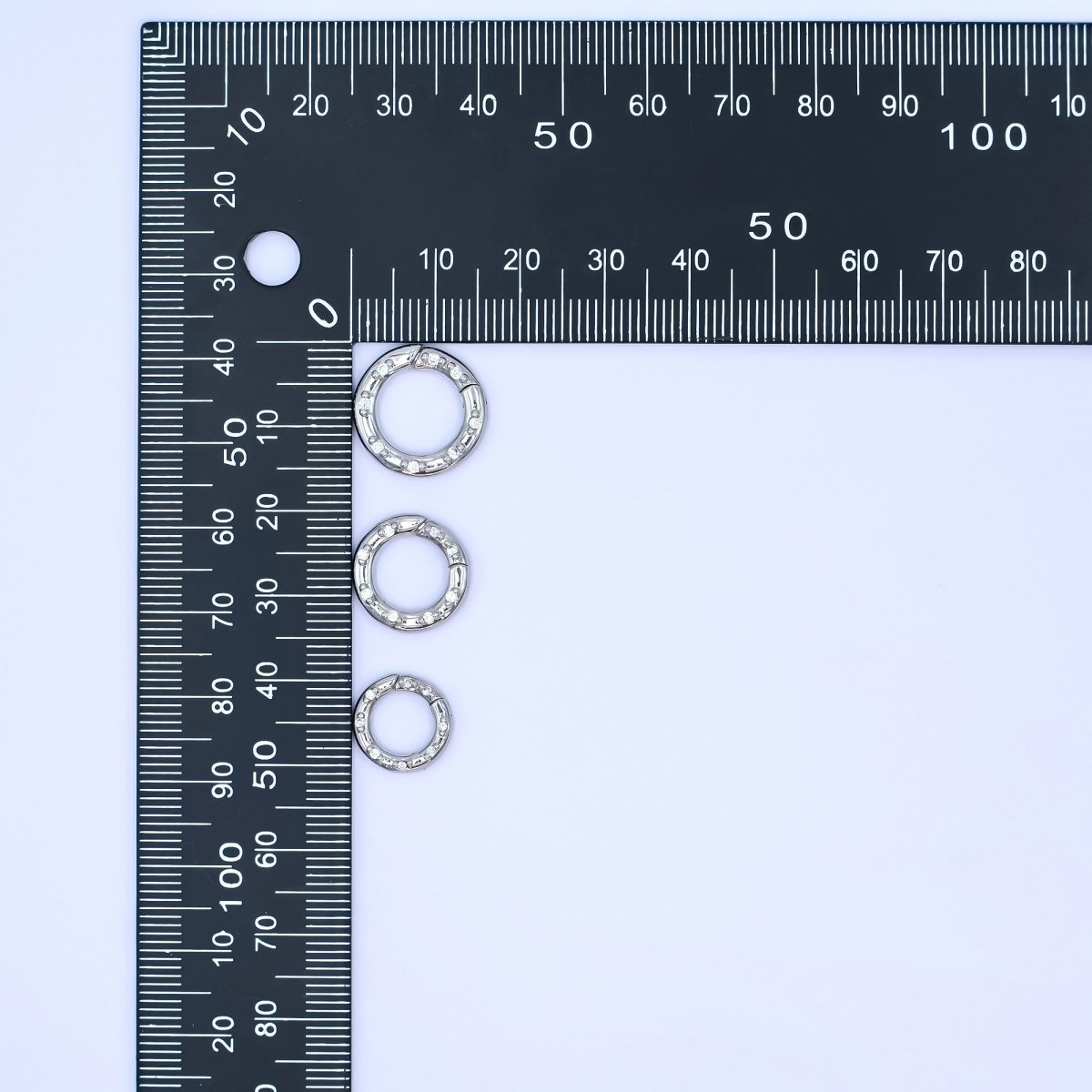 24K Gold Filled 12mm, 14mm, 16mm Clear CZ Dotted Round Pull Gate Findings in Gold & Silver | Z1051 - Z1053 - DLUXCA