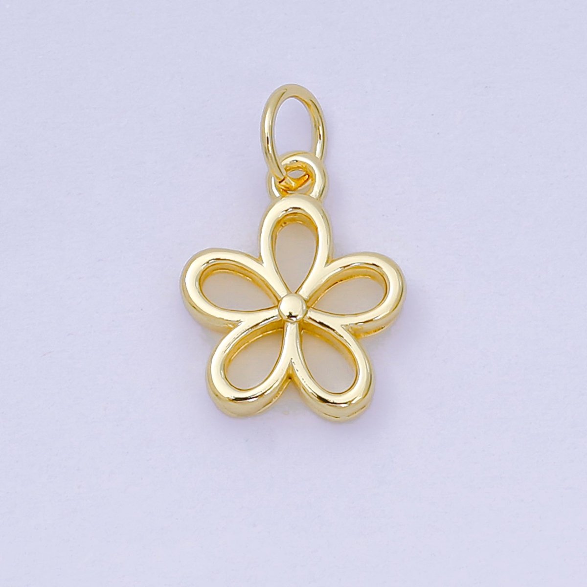 24K Gold Filled 12mm 5 - Petals Plumeria Bloom Flower Charm | AH - 677 - DLUXCA