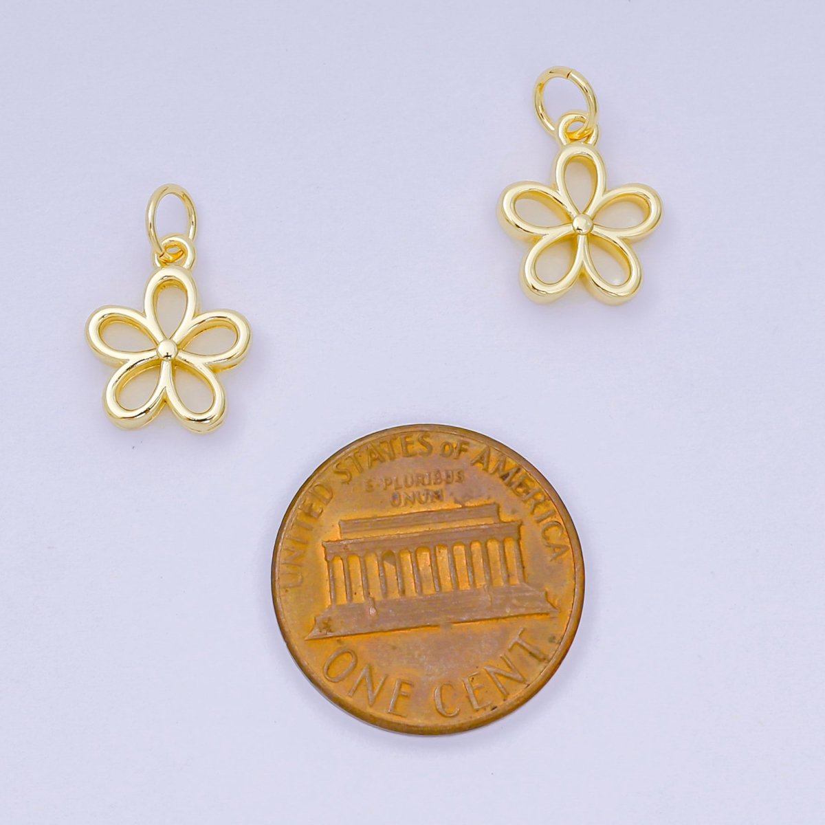 24K Gold Filled 12mm 5 - Petals Plumeria Bloom Flower Charm | AH - 677 - DLUXCA