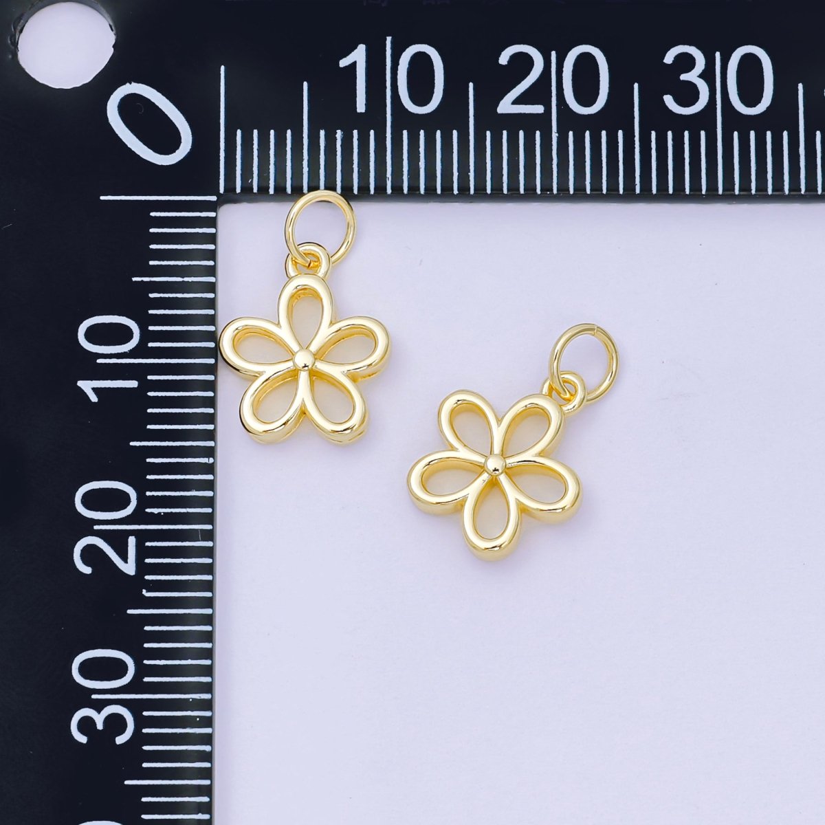 24K Gold Filled 12mm 5 - Petals Plumeria Bloom Flower Charm | AH - 677 - DLUXCA