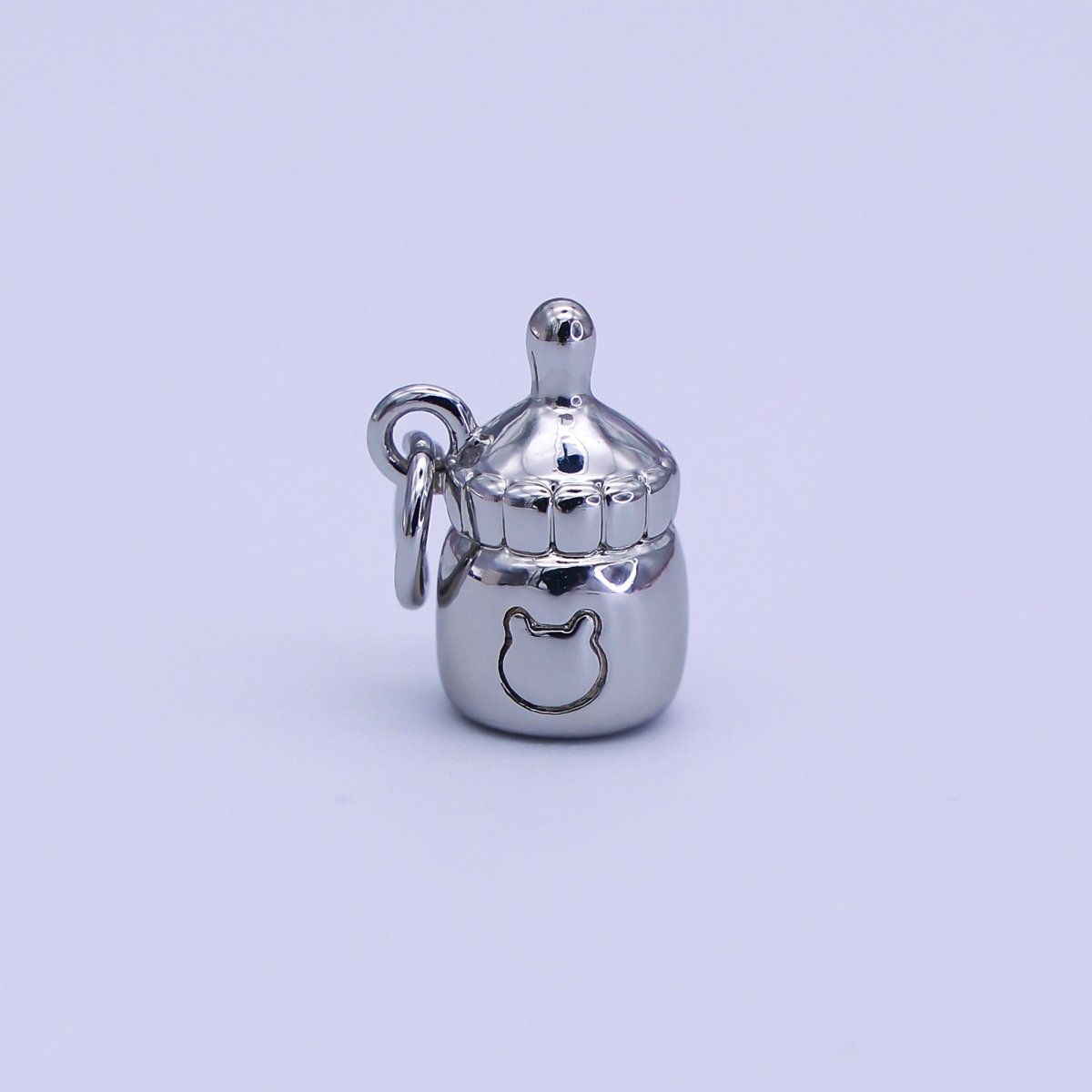 24K Gold Filled 12mm Baby Bottle Charm with Bear | AJ303 - DLUXCA