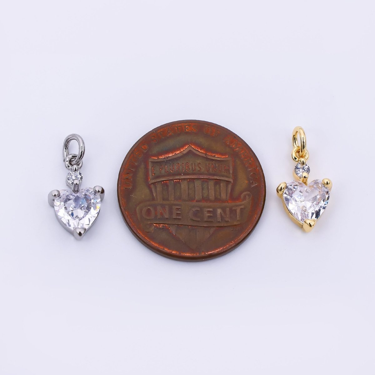 24K Gold Filled 12mm Clear CZ Heart Mini Charm in Gold & Silver | AC1599 - DLUXCA