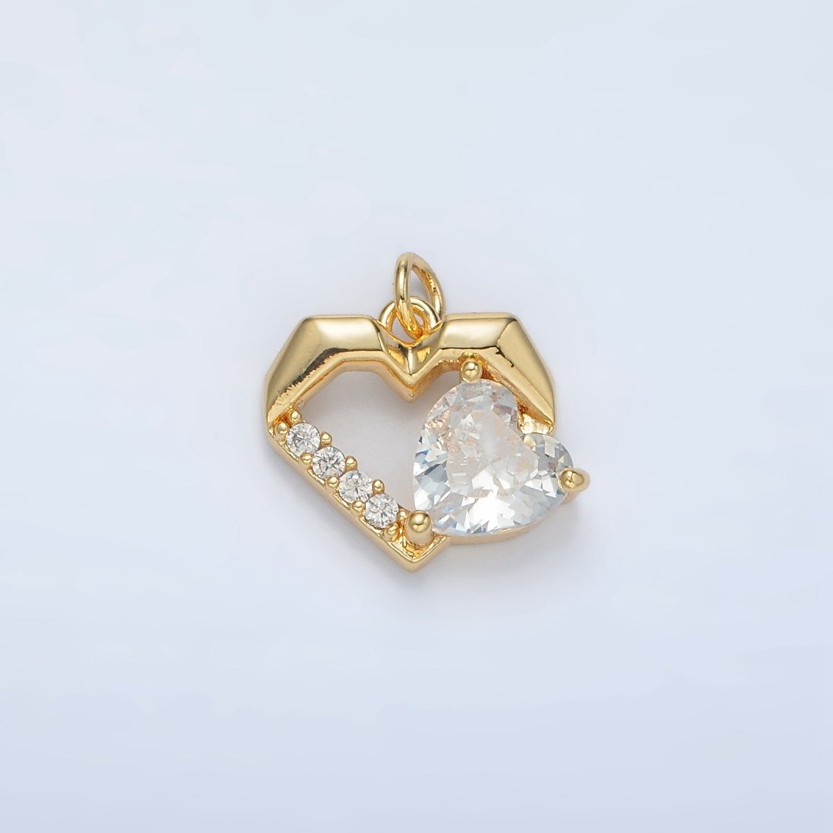 24K Gold Filled 12mm Clear, Red, Pink, Purple CZ Micro Paved Open Heart Charm | M013 - M014 - DLUXCA