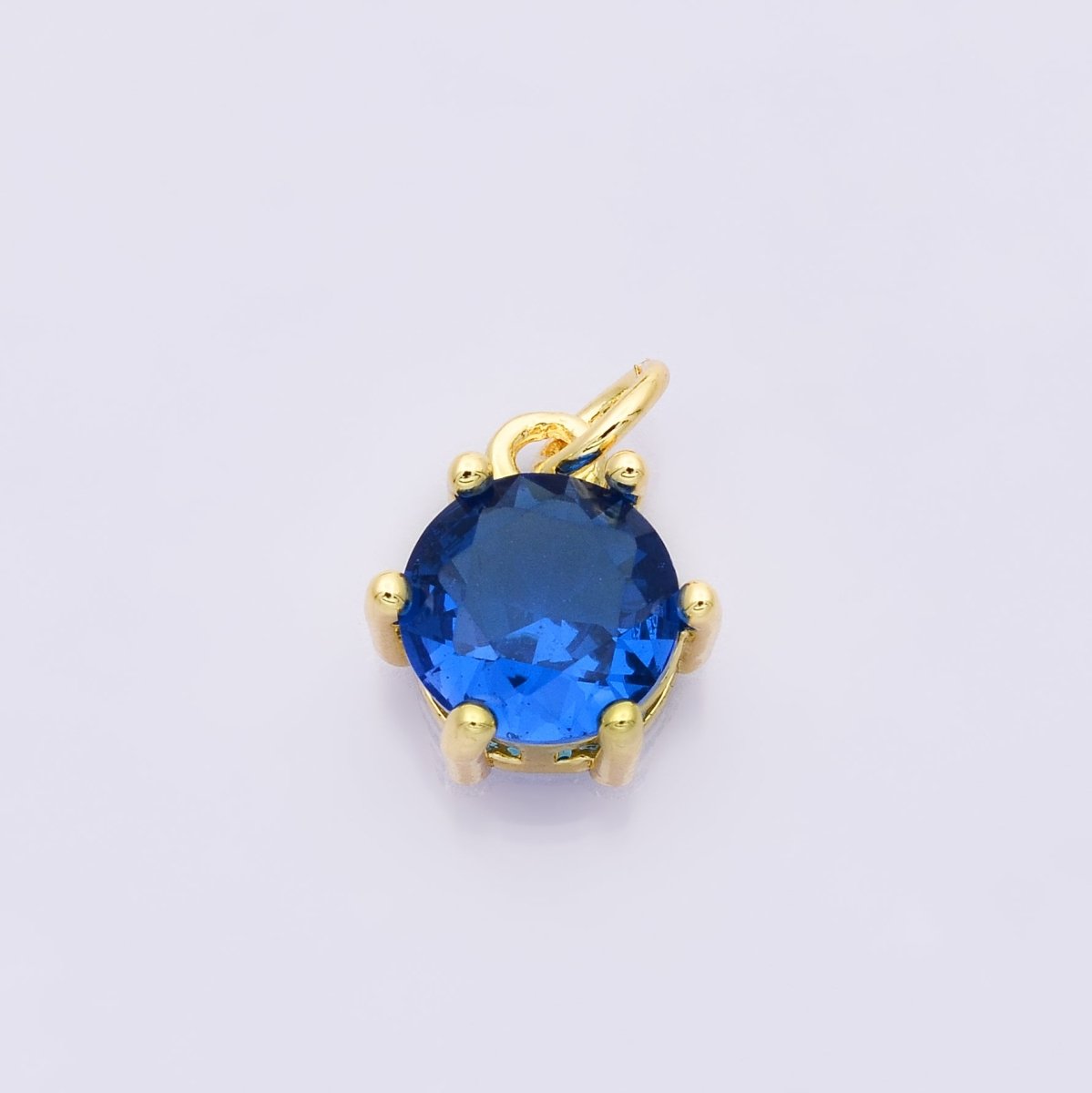 24K Gold Filled 12mm CZ Round Hexagon Prongs Personalized Charm | Charms-00173 ~ Charms-00182 - DLUXCA