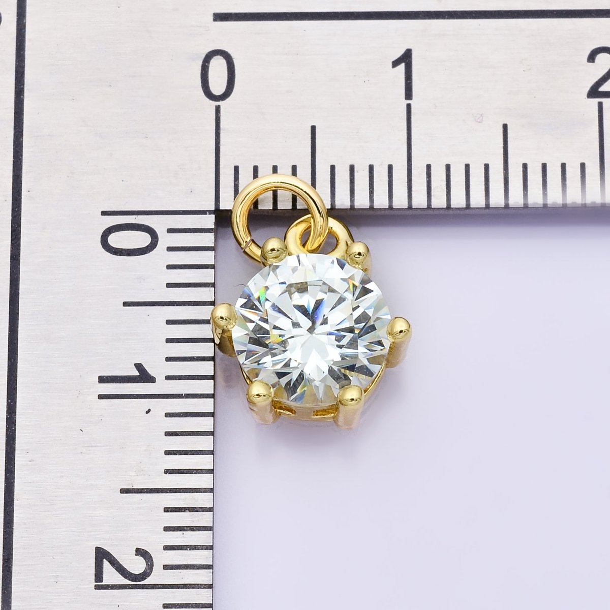 24K Gold Filled 12mm CZ Round Hexagon Prongs Personalized Charm | Charms-00173 ~ Charms-00182 - DLUXCA