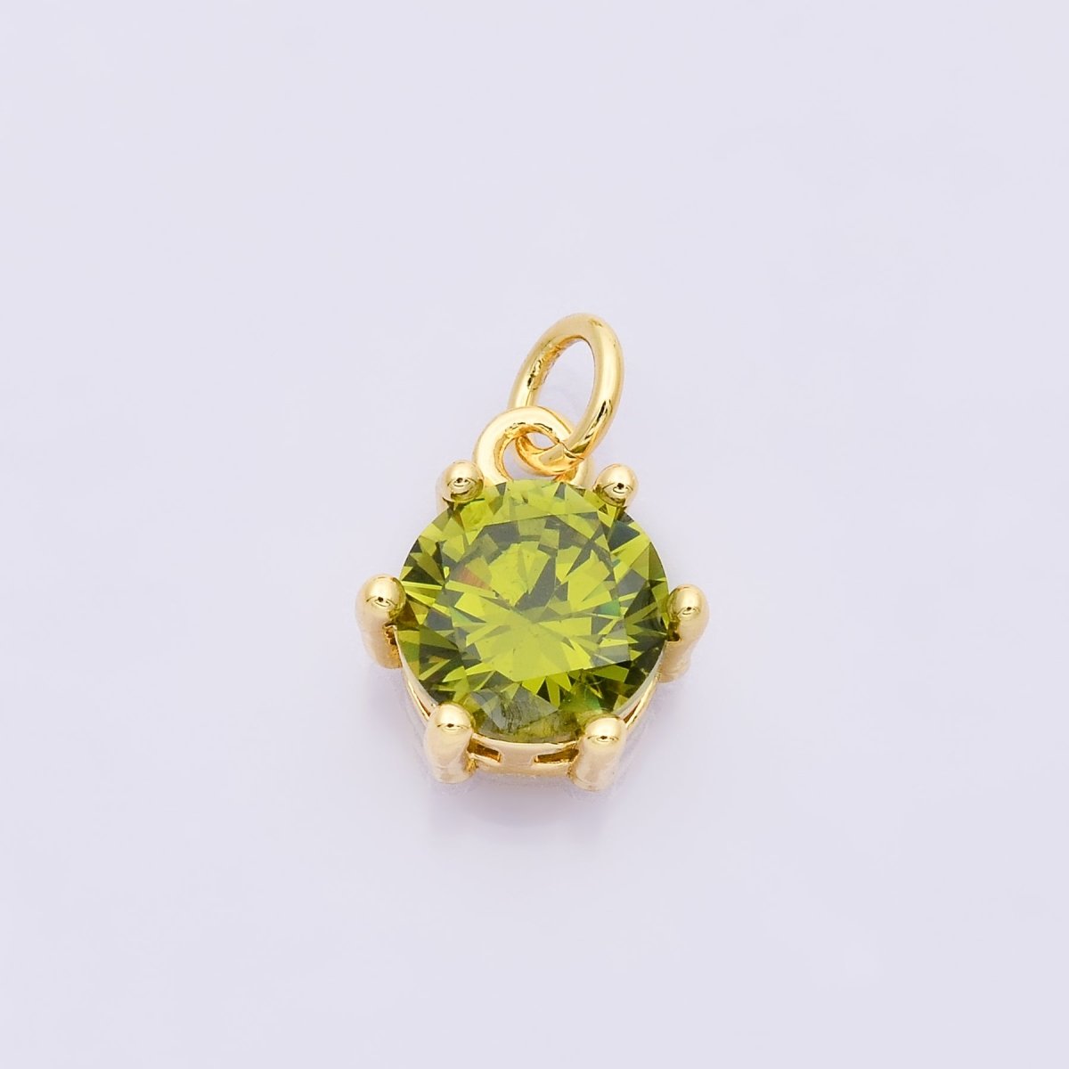 24K Gold Filled 12mm CZ Round Hexagon Prongs Personalized Charm | Charms-00173 ~ Charms-00182 - DLUXCA
