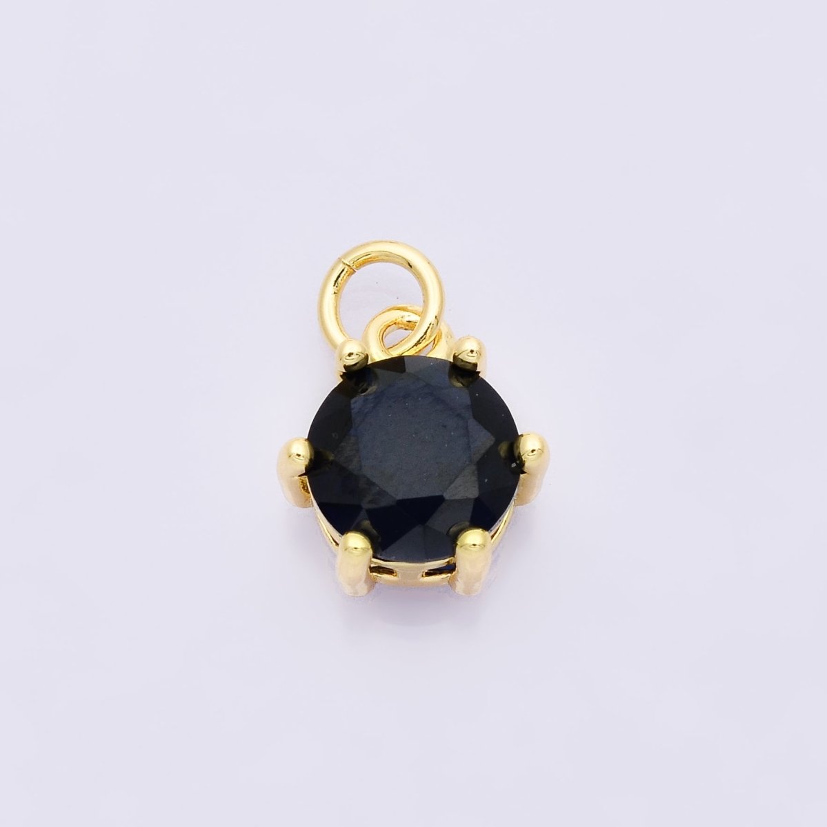 24K Gold Filled 12mm CZ Round Hexagon Prongs Personalized Charm | Charms-00173 ~ Charms-00182 - DLUXCA
