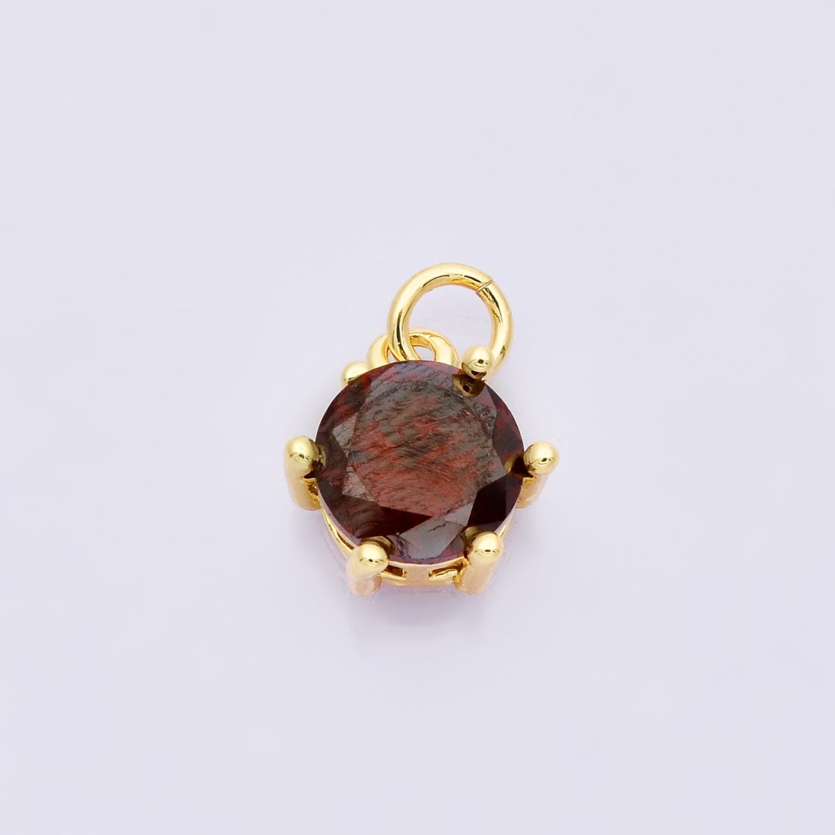 24K Gold Filled 12mm CZ Round Hexagon Prongs Personalized Charm | Charms-00173 ~ Charms-00182 - DLUXCA