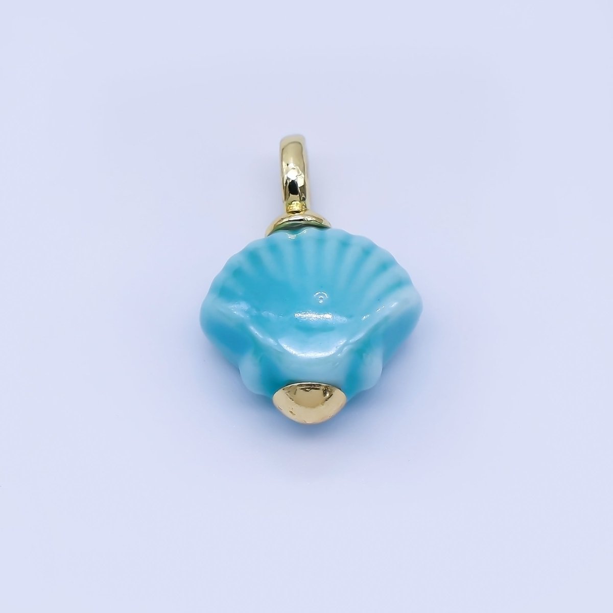 24K Gold Filled 12mm Handmade Ceramic Clam Seashell Charm | AF1577 - 1582 - DLUXCA