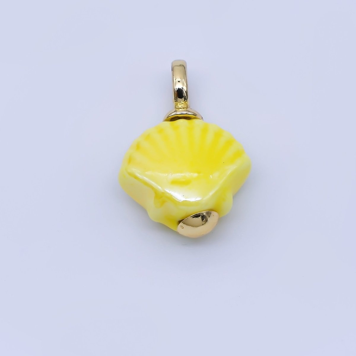 24K Gold Filled 12mm Handmade Ceramic Clam Seashell Charm | AF1577 - 1582 - DLUXCA