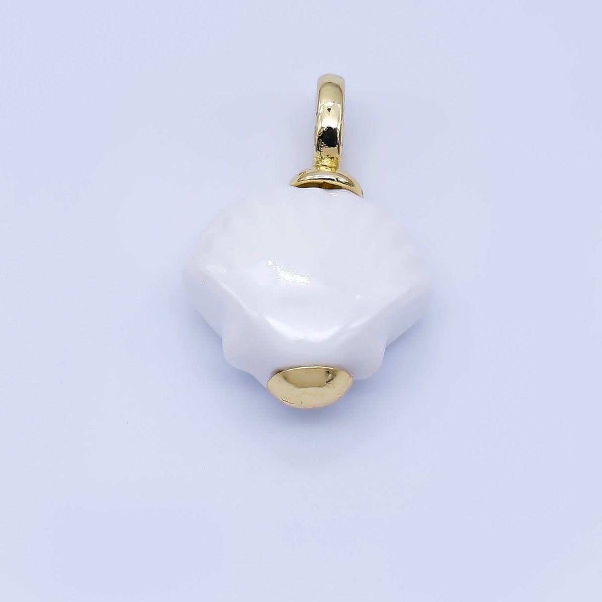 24K Gold Filled 12mm Handmade Ceramic Clam Seashell Charm | AF1577 - 1582 - DLUXCA