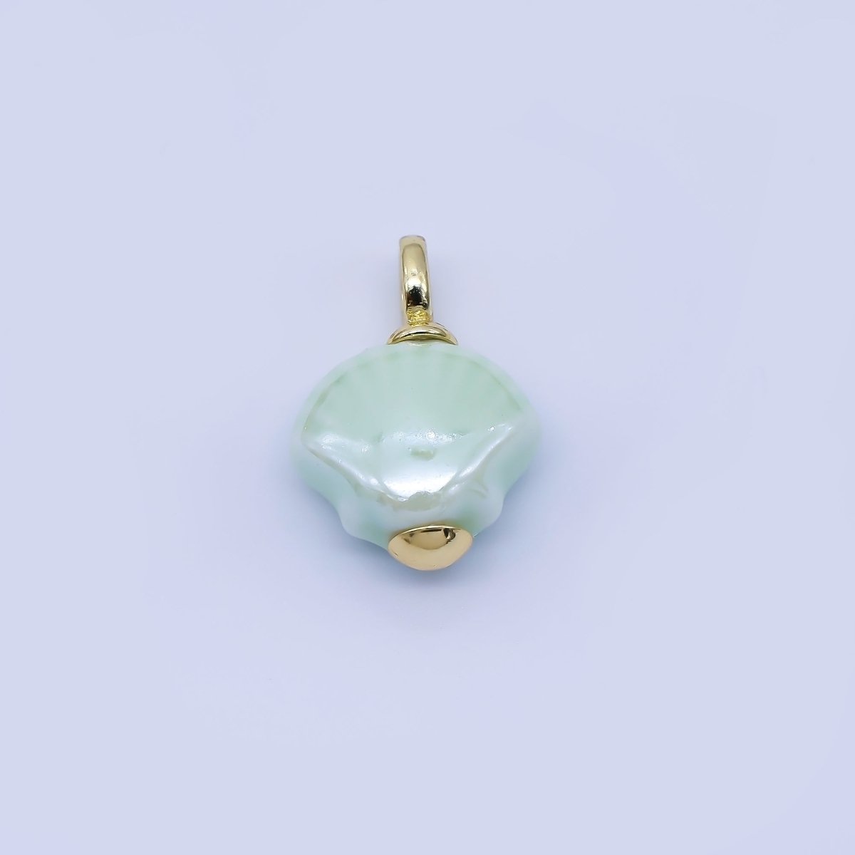24K Gold Filled 12mm Handmade Ceramic Clam Seashell Charm | AF1577 - 1582 - DLUXCA