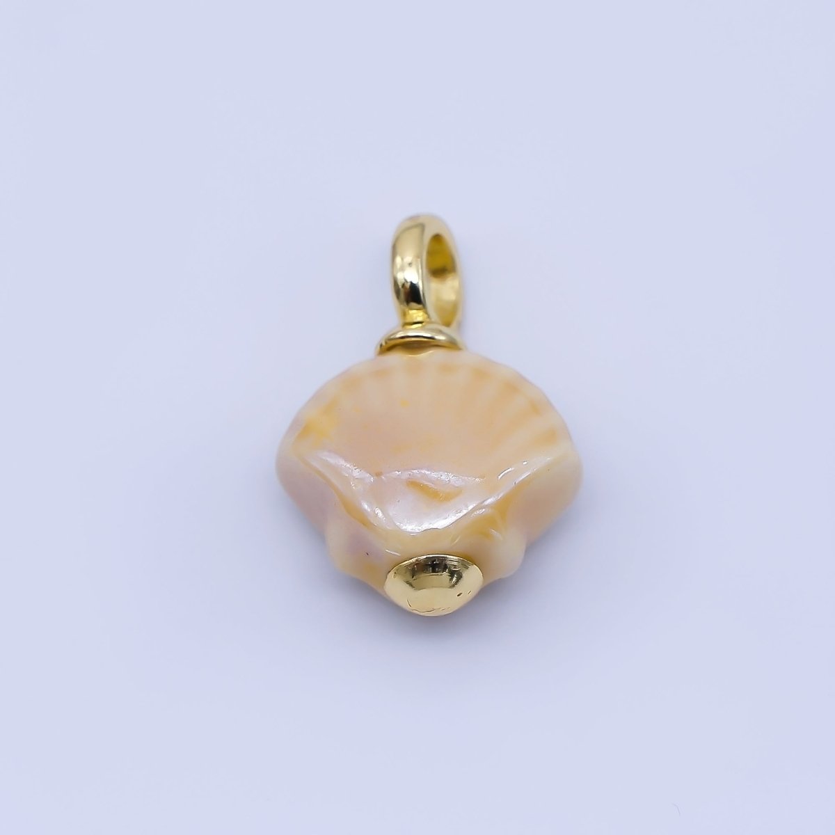 24K Gold Filled 12mm Handmade Ceramic Clam Seashell Charm | AF1577 - 1582 - DLUXCA