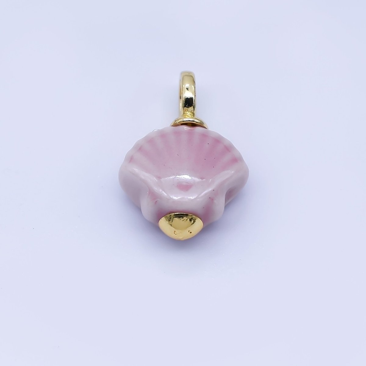 24K Gold Filled 12mm Handmade Ceramic Clam Seashell Charm | AF1577 - 1582 - DLUXCA