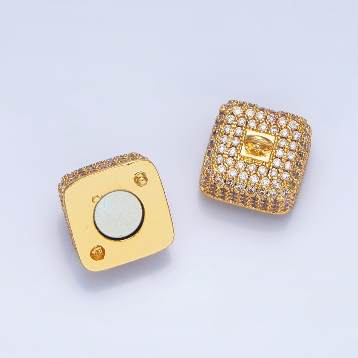 24K Gold Filled 12mm Micro Paved CZ Magnetic Closure Findings in Gold & Silver | Z87 - DLUXCA