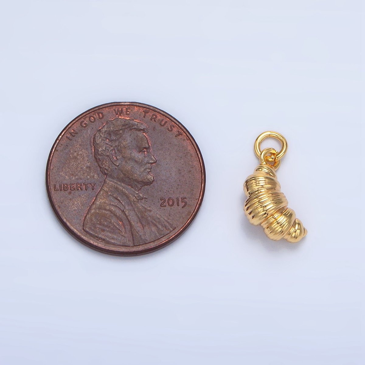 24K Gold Filled 12mm Mini Minimalist Croissant 3D Charm | D419 - DLUXCA