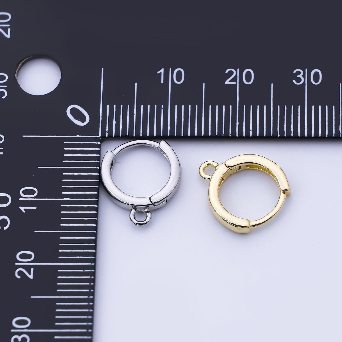 24K Gold Filled 12mm Minimalist Cartilage Drop Huggie Findings in Gold & Silver | Z1512 Z1513 - DLUXCA