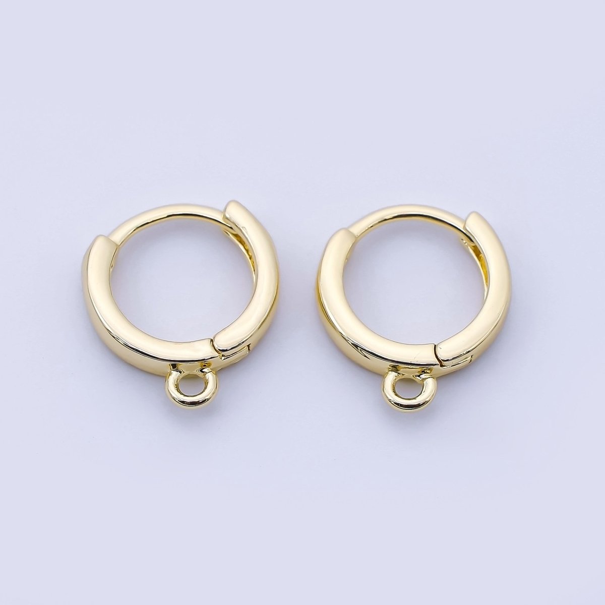 24K Gold Filled 12mm Minimalist Cartilage Drop Huggie Findings in Gold & Silver | Z1512 Z1513 - DLUXCA