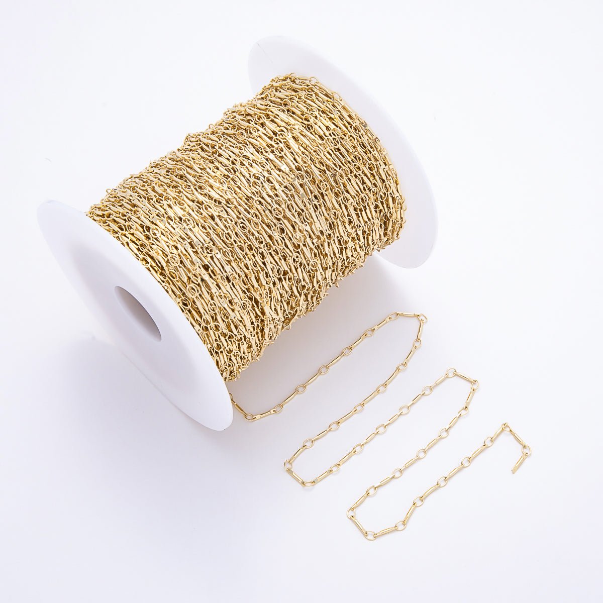 24K Gold Filled 1.2mm Minimalist Unique Link Unfinished Chain by Yard | Roll-1527 - DLUXCA