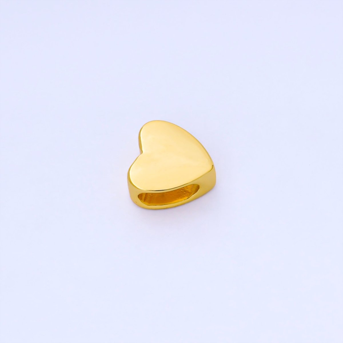 24K Gold Filled 12mm Personalized Cord Chubby Heart Bead Spacer | b851 - DLUXCA