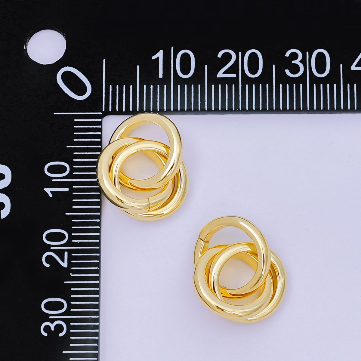 24K Gold Filled 12mm Triple Interlocking Jumpring Findings | Z - 1303 - DLUXCA