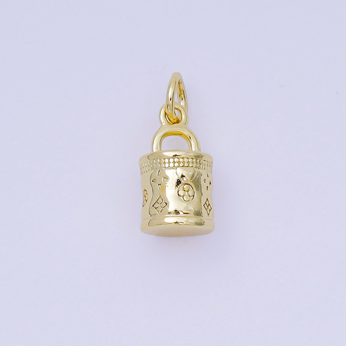 24K Gold Filled 12mm Tube Floral Handy Bag Charm in Gold & Silver | AH - 611 - DLUXCA